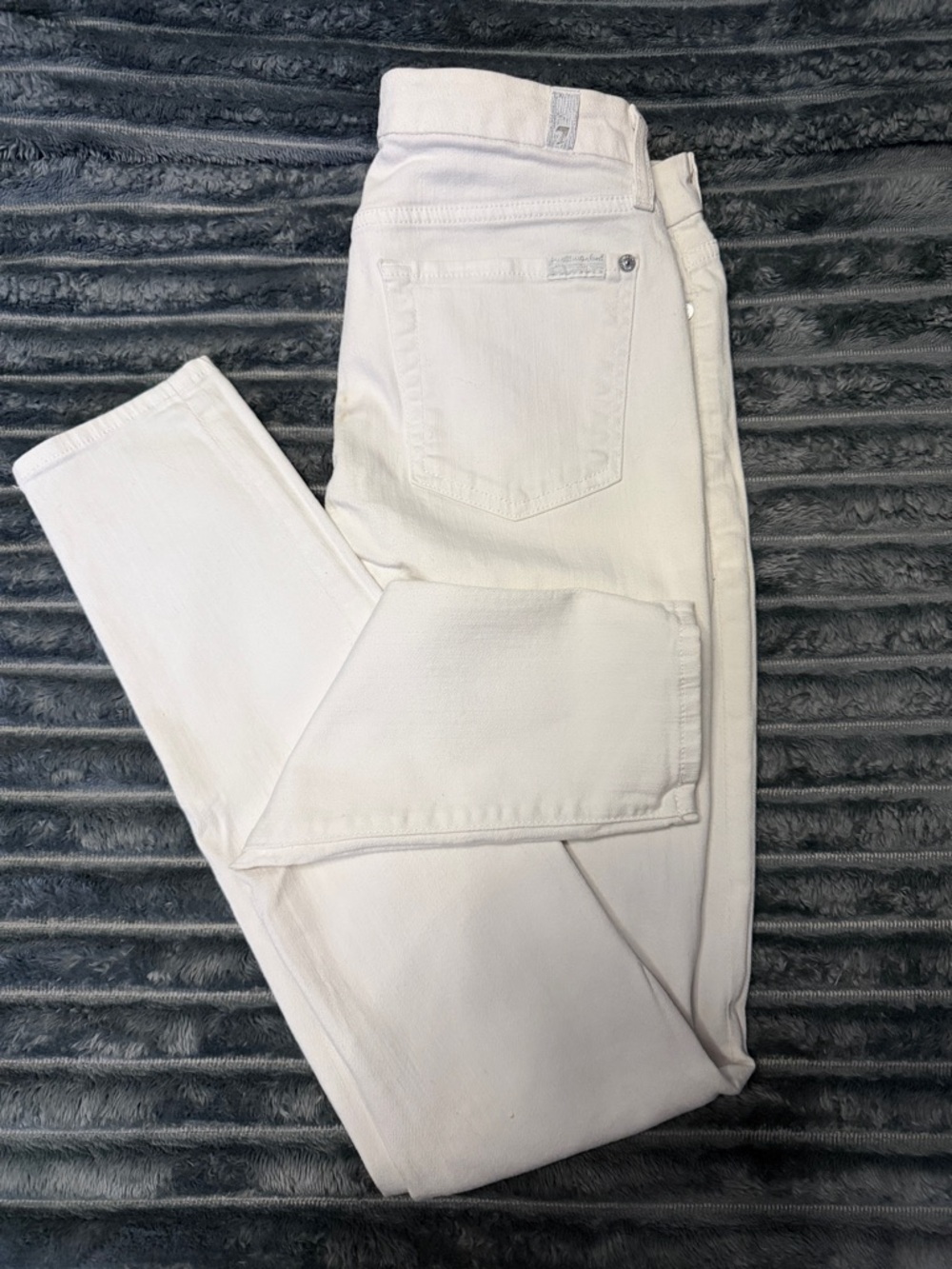 7 For All Mankind Women's White Skinny Jeans